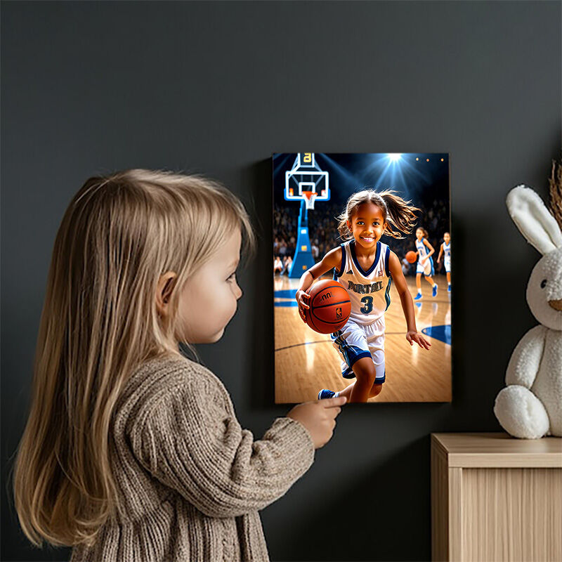 Personalized Basketball Player Portraits with Custom Face Swap Stunning Gift for Kids