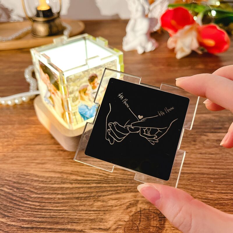 Personalisierte Foto-Acryl-Würfel-Lampe mit individuellem Namen Besonderes Geschenk für Ihren Liebsten
