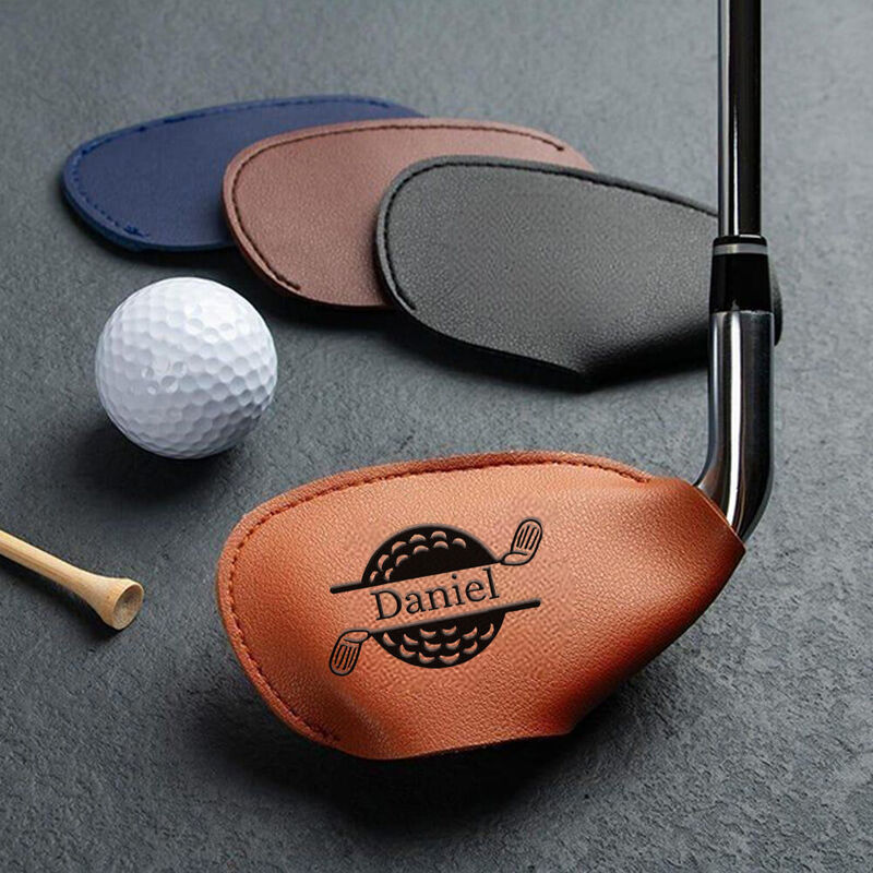 Protector de palo de golf personalizado con patrón de pelota de golf y nombre grabado, regalo para amigos.