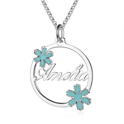 Personalized Christmas Name Necklace With Snowflake