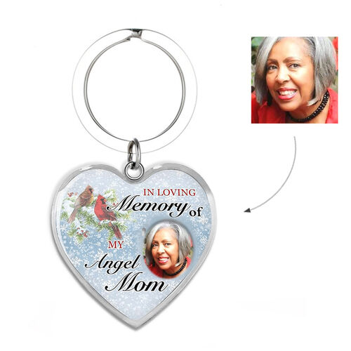 "In Loving Memory of My Angel Mom" Custom Photo Keychain