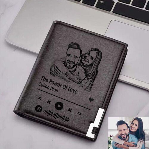 Personalized Photo Men's Wallet with Spotify Song Cover Gift For Lover
