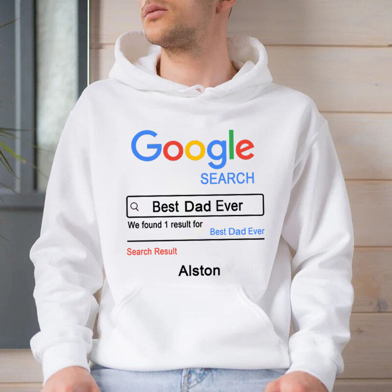Felpa con cappuccio personalizzata con ricerca Google Best Dad Ever con nome personalizzato per la festa del papà