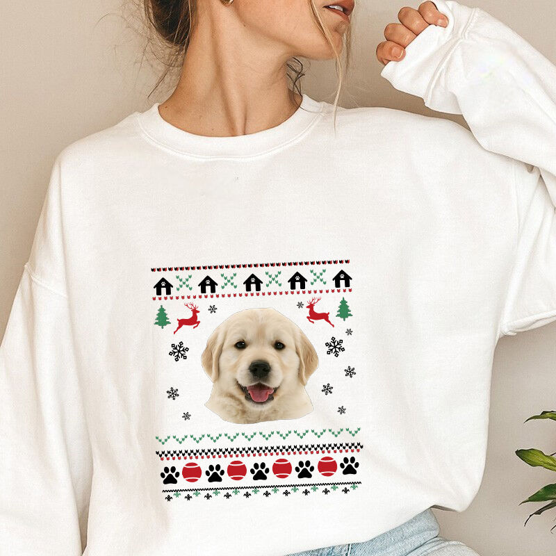 Personalized Sweatshirt with Custom Pet Picture Design Christmas Gift for Pet Loving Family