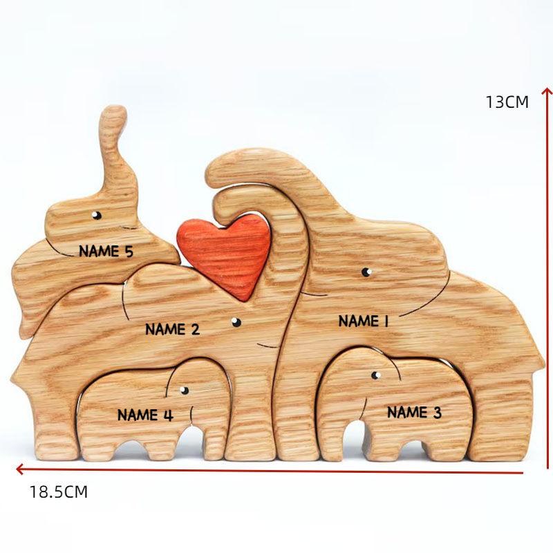Personalized Wooden Elephant Custom Family Names Heartwarming Gift