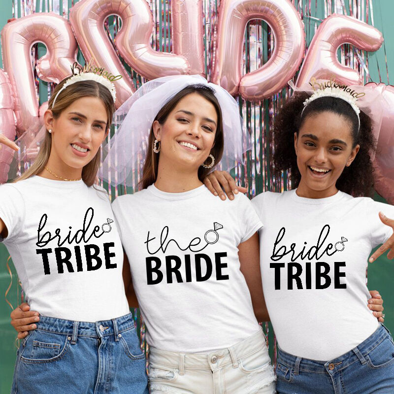 Personalized T-shirt Bride Team with Diamond Ring Design Great Gift for Friend's Hen Party