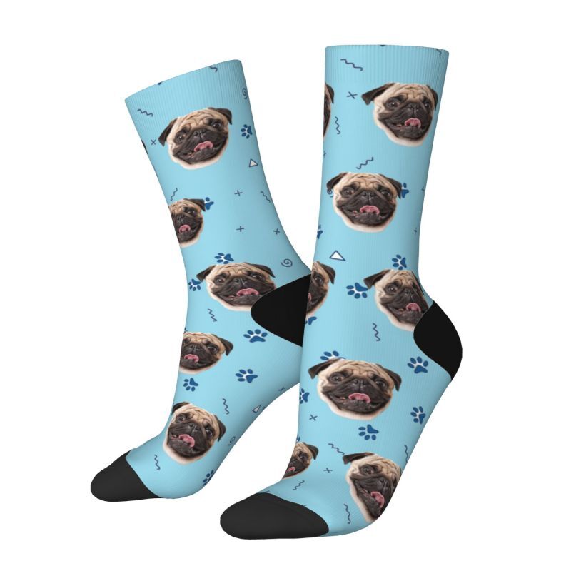 Customized Face Socks Pet Paw Print Gifts for Pet Lovers