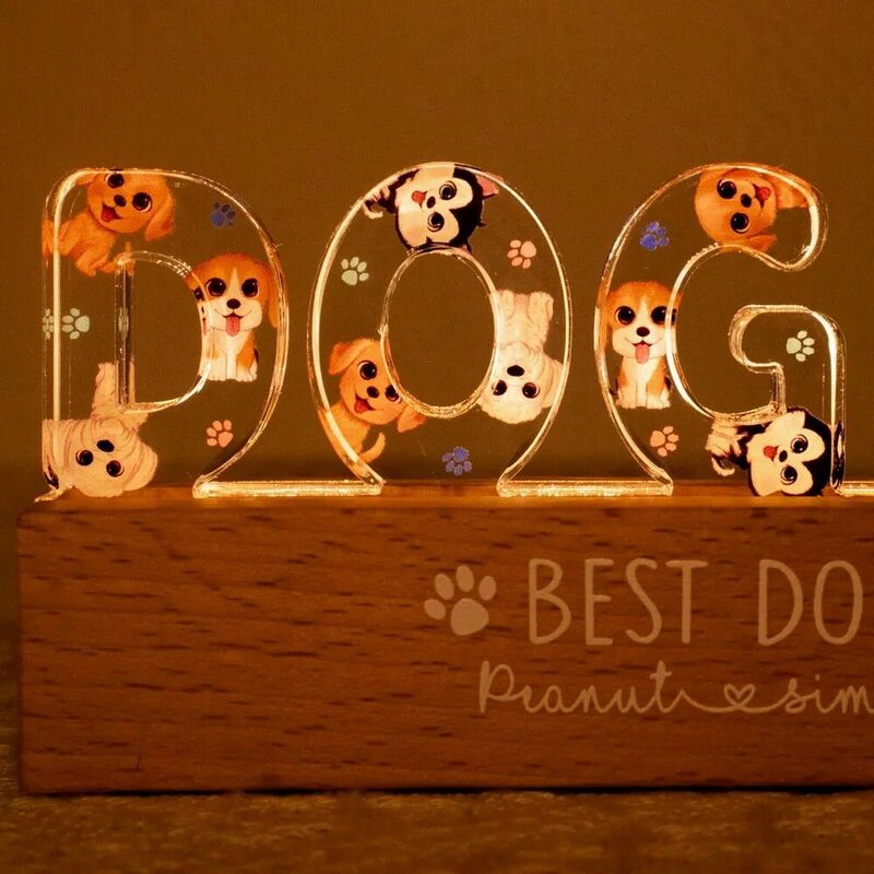 Personalized Letter Lamp With Dog Pattern Cute Gift For Kids