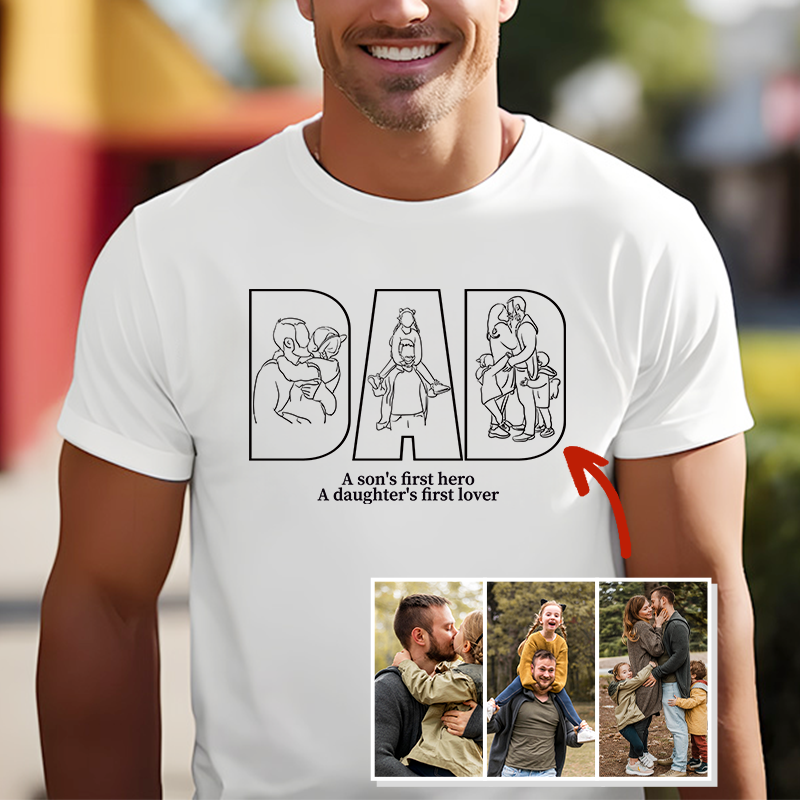 Personalisiertes T-Shirt mit gestickten Fotos und Papa-Muster Perfektes Geschenk zum Vatertag