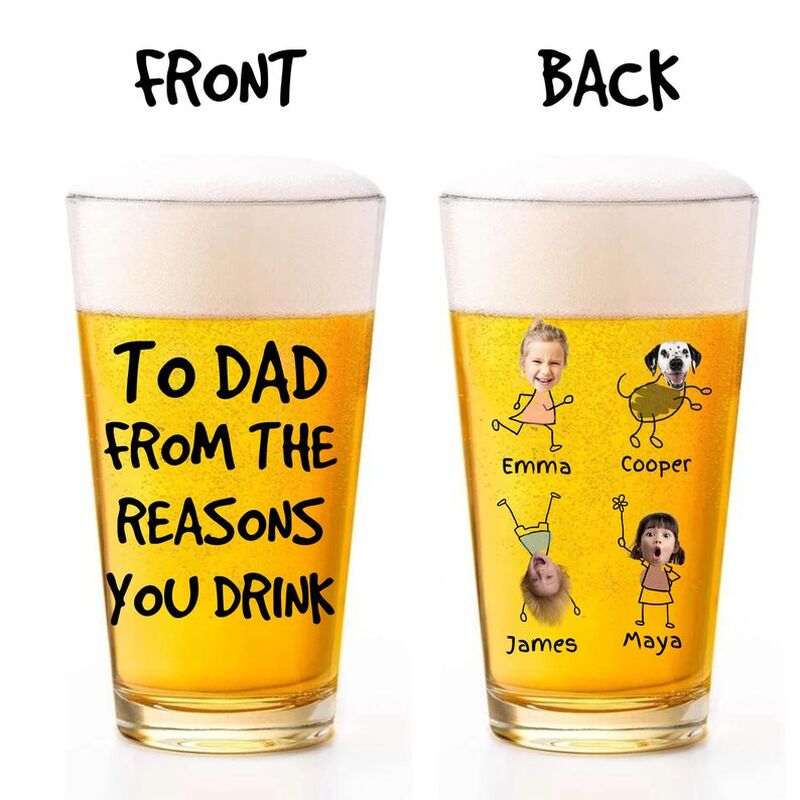 Personalized Beer Glass Customized For Kids Photo Cute Father's Day