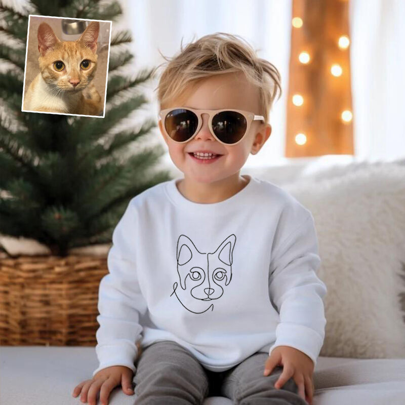 Personalized Kids Embroidered Sweatshirts Customized Line Drawing Warm Gifts For Pet Lovers