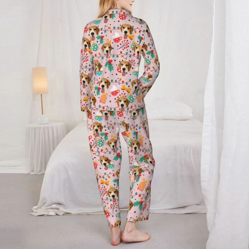 Personalized Pajamas Custom Photo Christmas Elements Cute Style Pattern Design Gift for Family