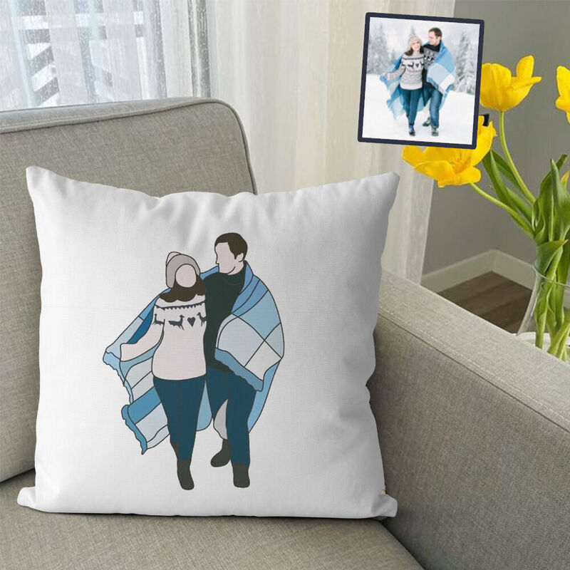 Oreiller photo personnalisé design de contour coloré oreiller doux cadeau de la Saint-Valentin pour elle