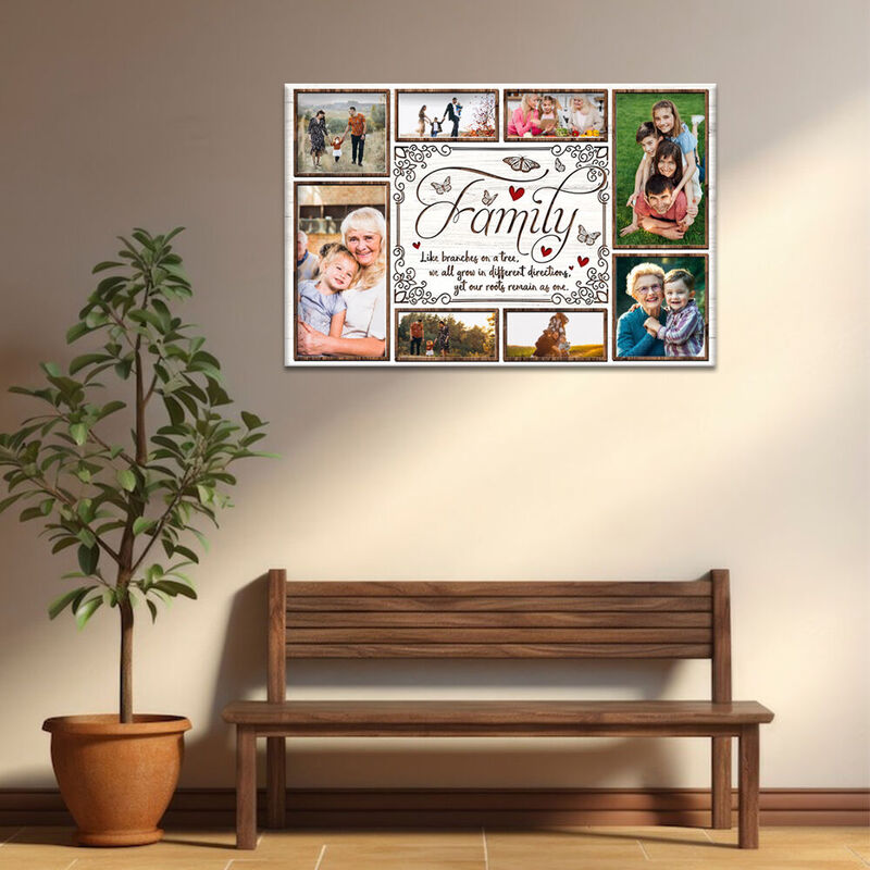 Personalized Picture Canvas Wall Art Special Gift for Family "Our Roots Remain As One"