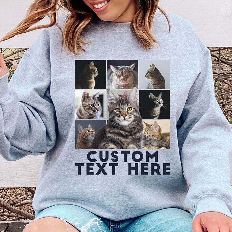 Personalized Sweatshirt Custom Pet's Photos Poster Style Design Attractive Gift for Pet Lovers