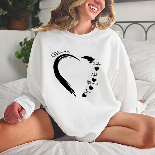 Personalisiertes Sweatshirt mit individuellem Namen von Herz für Muttertag