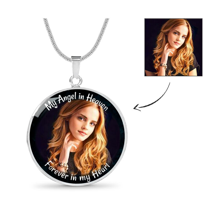 "My Angel in Heaven & Forever in My Heart" Custom Photo Necklace