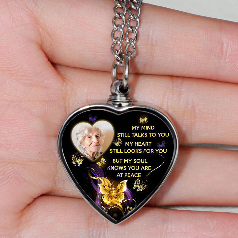 My Mind Still Talks To You Personalized Picture Urn Necklace