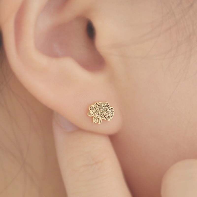 Personalized Birth Flower Stud Earrings