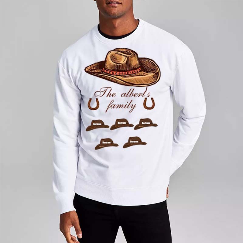 Personalized Sweatshirt with Custom Name Cowboy Hat Pattern Amazing Gift for Daddy