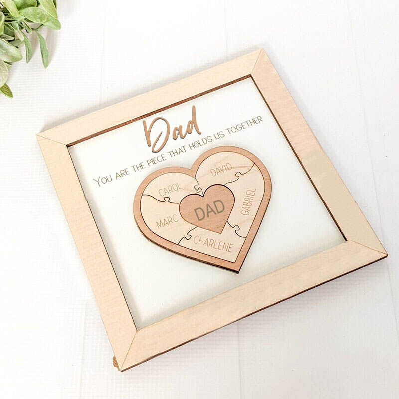 Personalized Name Puzzle Frame "The Heart of Love" for Father's Day Gift