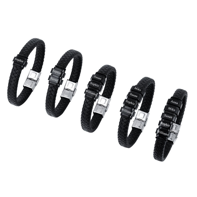 Pulsera personalizada de cuerda trenzada con nombre de familia para hombre