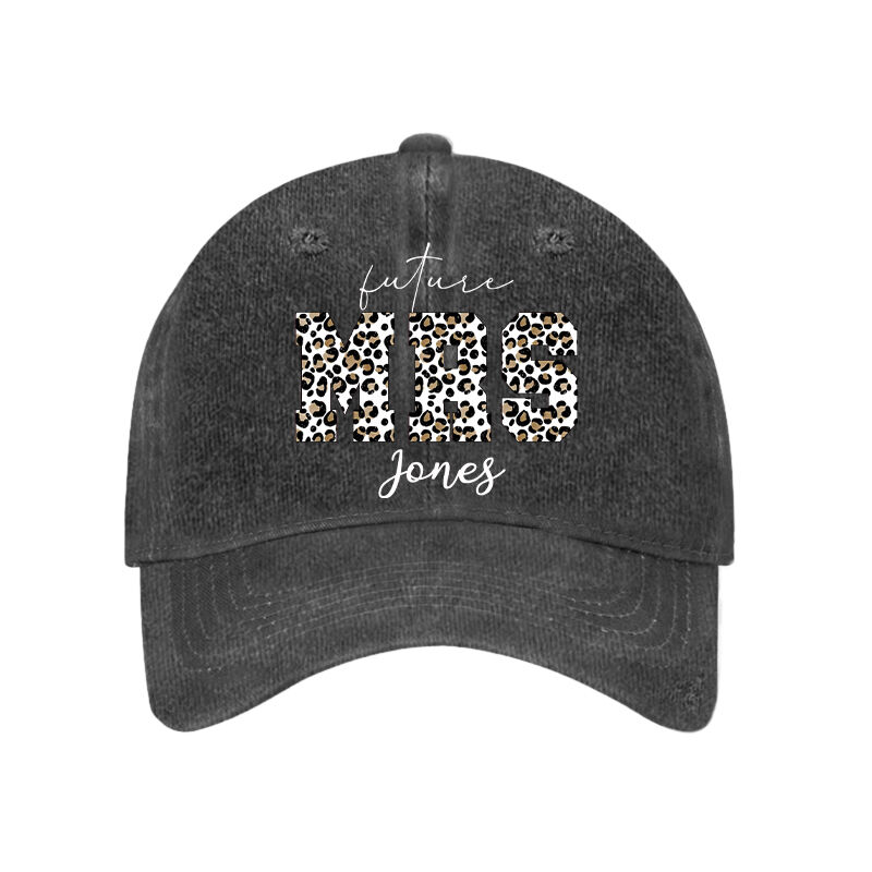 Cappello personalizzato con stampa leopardo MRS con nome personalizzato Regalo per la coppia