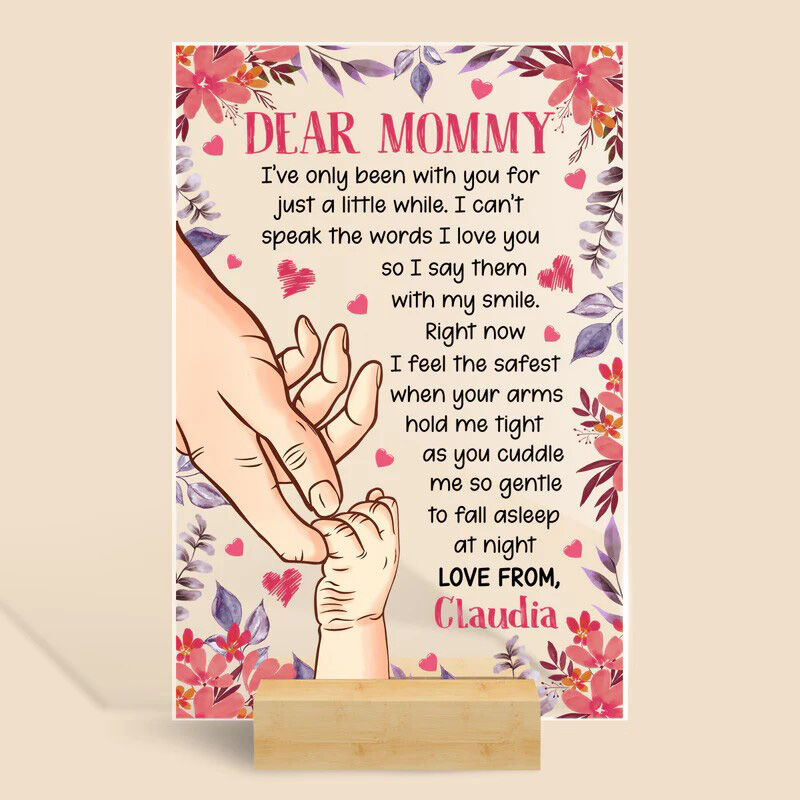 Personalized Acrylic Plaque Hold Your Hand with Love Letters Design Gift for Dear Mom