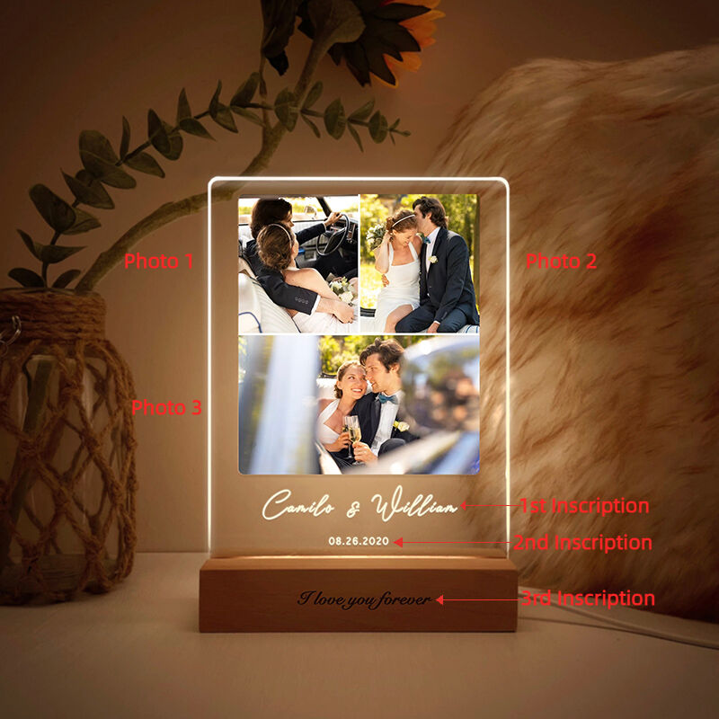 Personalized Picture Acrylic Lamp Beautiful Gift for Wedding