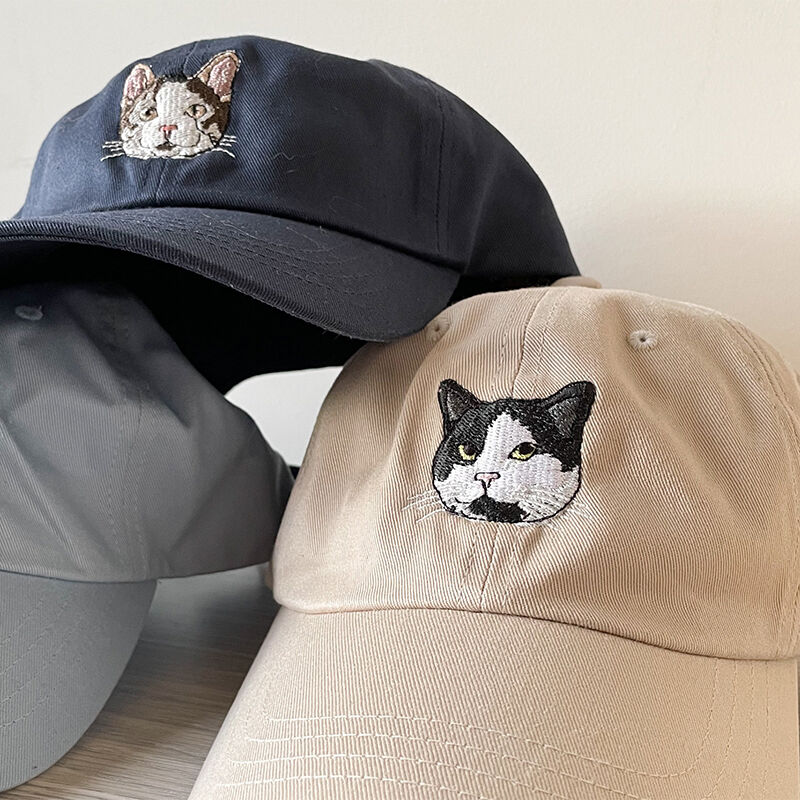 Cappello personalizzato con ricamo personalizzato della testa dell'animale domestico Foto a colori Regalo adorabile