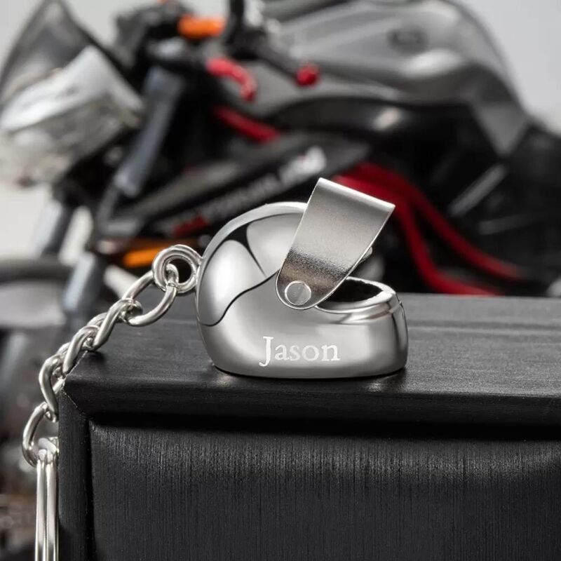 Gepersonaliseerde motorhelm sleutelhanger aangepaste naam Gaaf cadeau