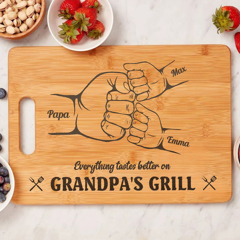 Personalized Name Square Charcuterie Board with Fist Pattern Best Father's Day Gift