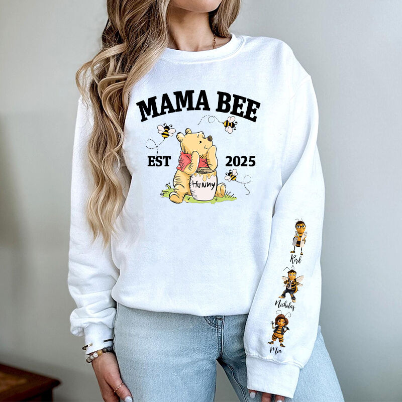 Personalized Sweatshirt Mama Bee with Custom Honey Bee Baby Creative Design Perfect Mother's Day Gift