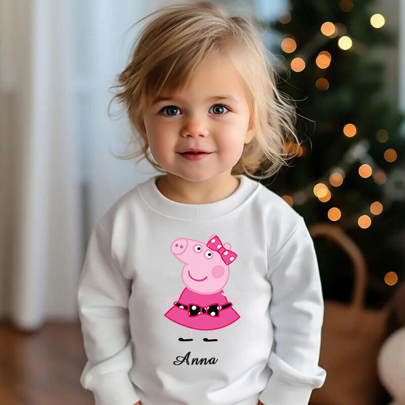 Personalized Children's Sweatshirt Customized with Cartoon Pictures Cute Gift for Daughter