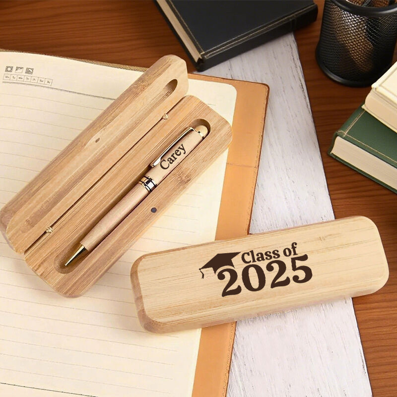 Personalized Pen Wooden Box Class Of The Year Graduation Cap Design Perfect Gift for Graduates