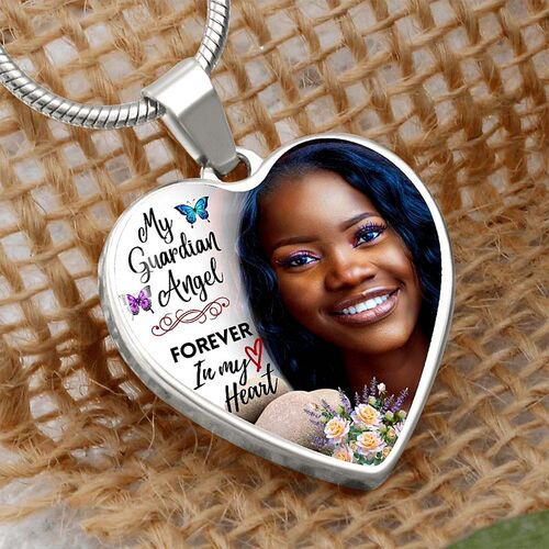Personalisierte "Mein Schutzengel für immer in meinem Herzen" Gedenken Foto Halskette