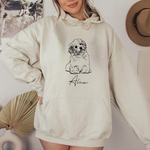 Personalized Hoodie with Custom Pet Sketch Picture for Pet-loving Mom