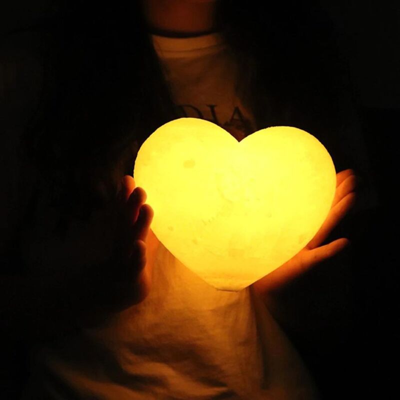 Lampe de lune -en forme de cœur Personnalisé Coeur 16 couleurs