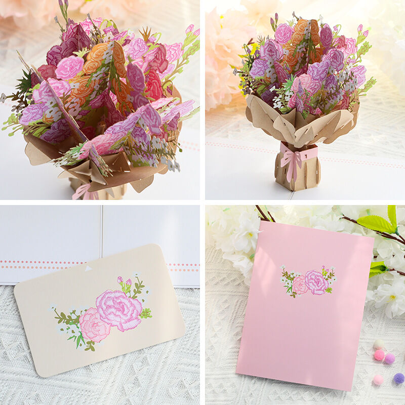 3D Beautiful Carnation Flower Pop Up Card for Mother's Day