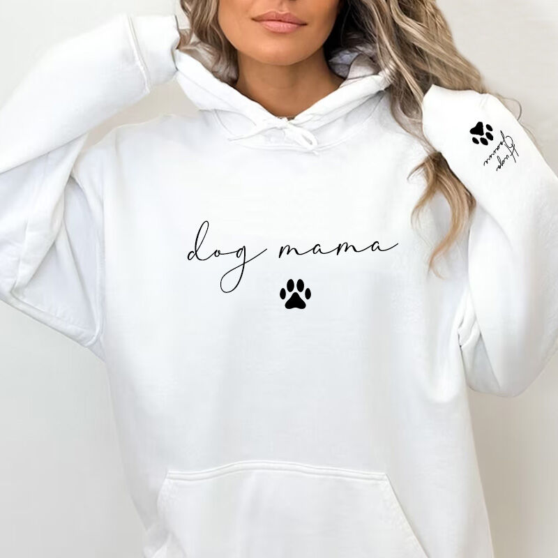 Personalized Hoodie Dog Mama with Pawprint and Custom Name for Mother's Day