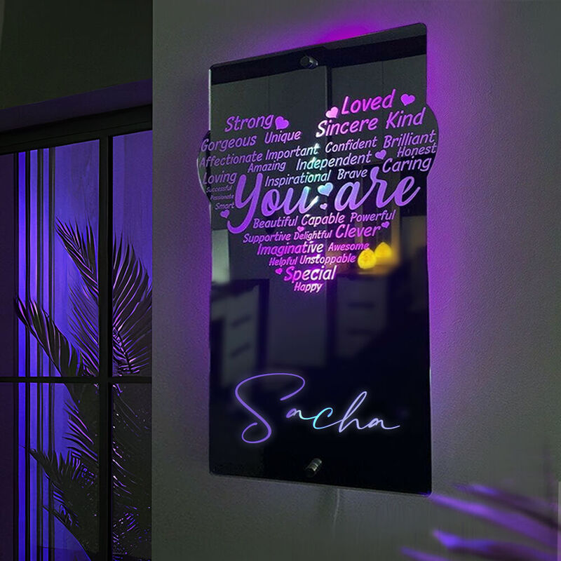 Personalized Led Mirror Light Customized Name Warm Gift For Yourself