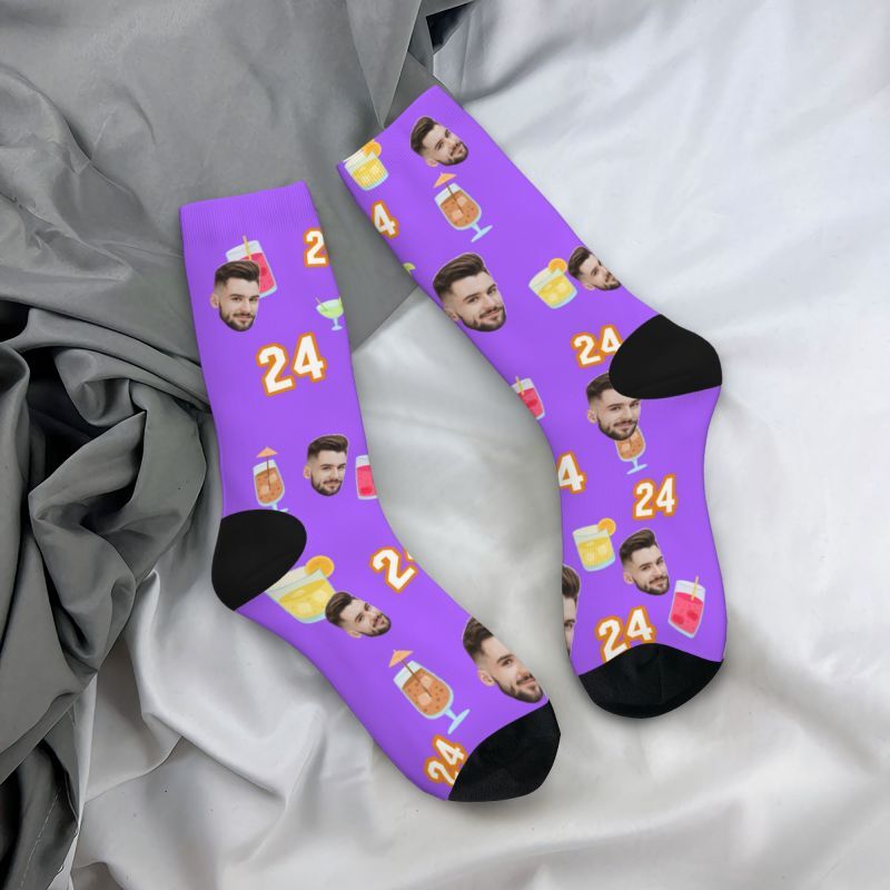 "No.24" Customizable Face Socks 3D Digital Printing for Him