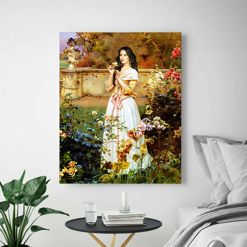 Customized Head Photo Royal Frame Portrait for Her the Lady in the Rose Garden