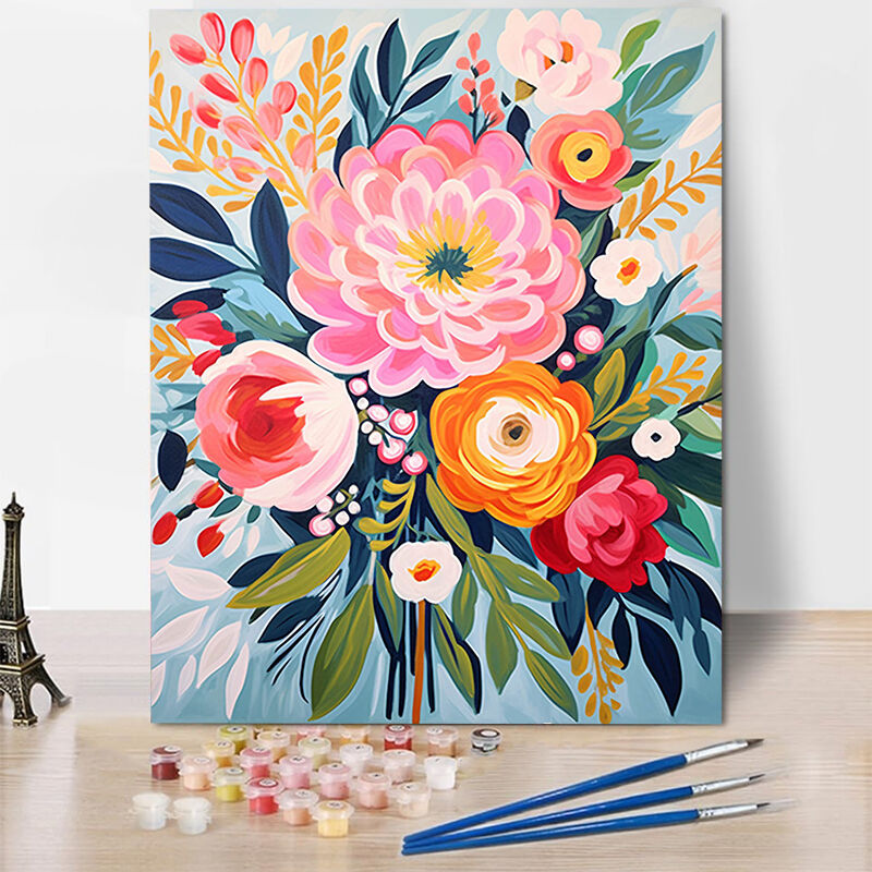 Blooming Flowers Paint By Numbers Kits Beautiful Gift for Your Love