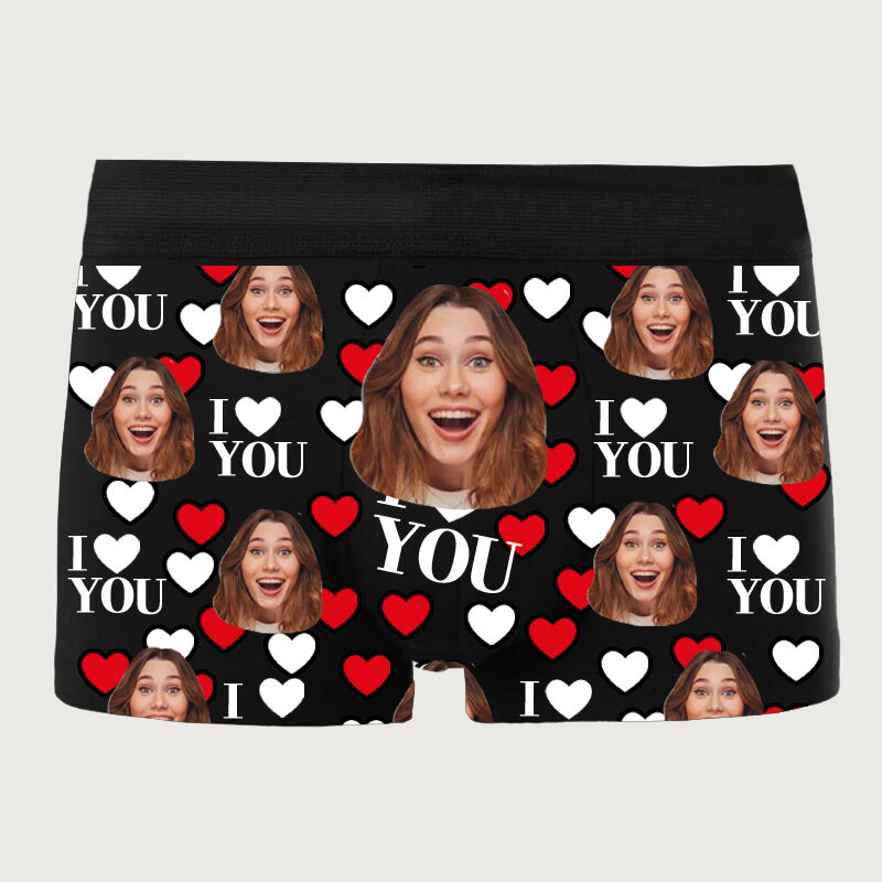 Personalized Photo Men's Underwear Boxer Briefs Interesting Valentine's Day Gift "I Love You"