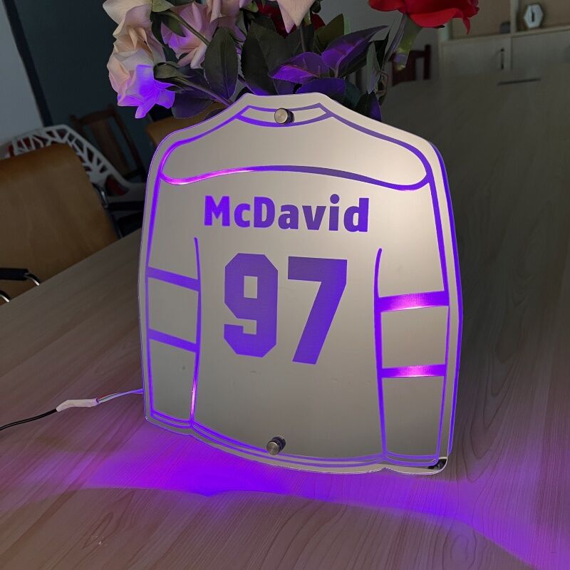 Personalized Hockey Jersey Mirror Lights Customized Names And Numbers For Hockey Lovers