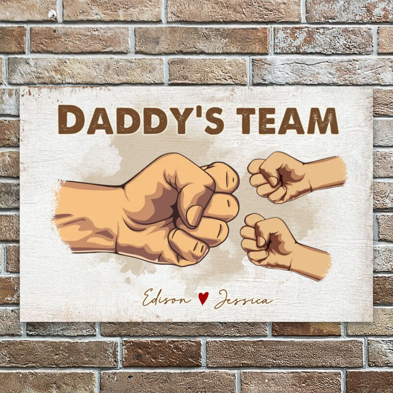 Personalized Name Canvas Wall Art with Fist Pattern Cool Present for Father