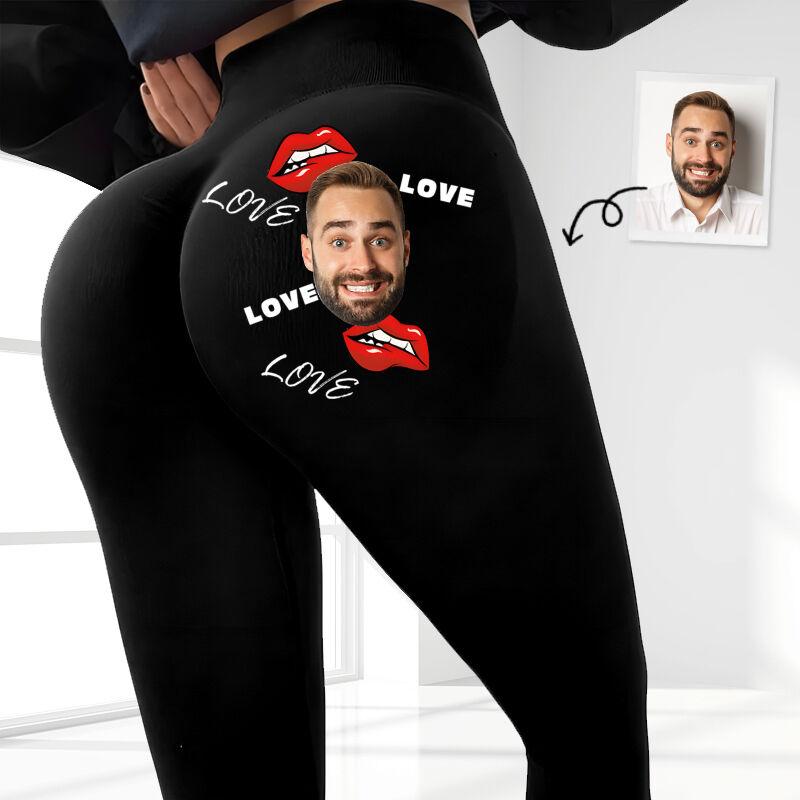 Gepersonaliseerde Legging Sexy Lip Love Op Maat Foto Ontwerp Perfect Valentijnsdag Cadeau voor Haar