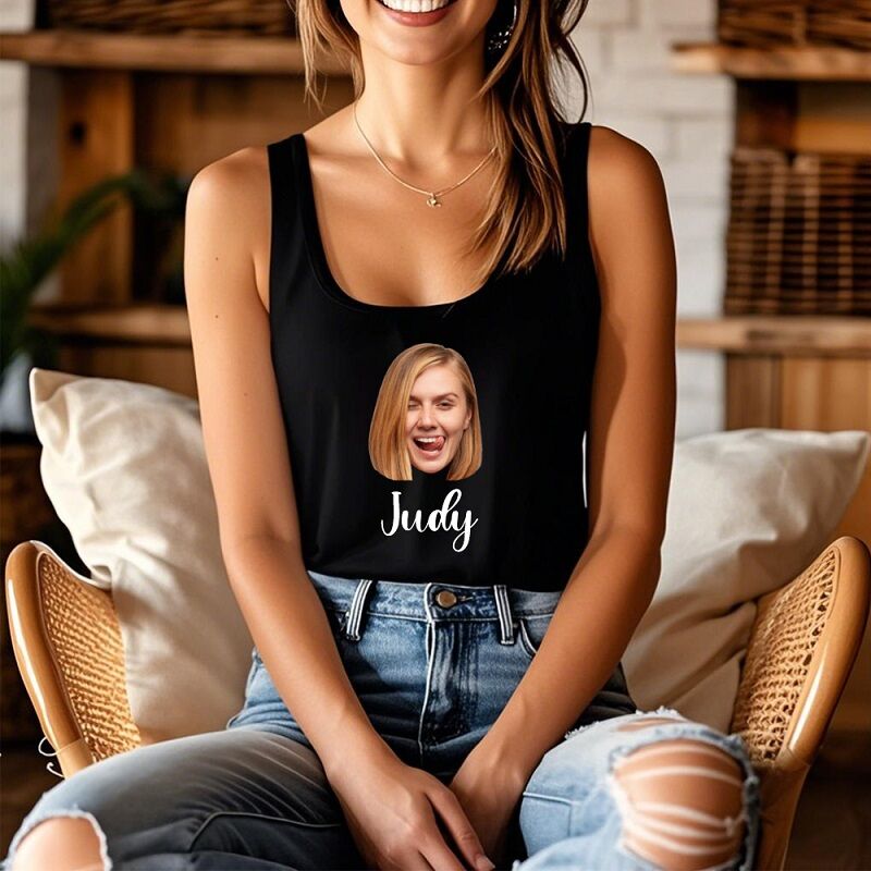 Personalized Tank Top Custom Head Photo with Name Funny Design Attractive Gift for Friends