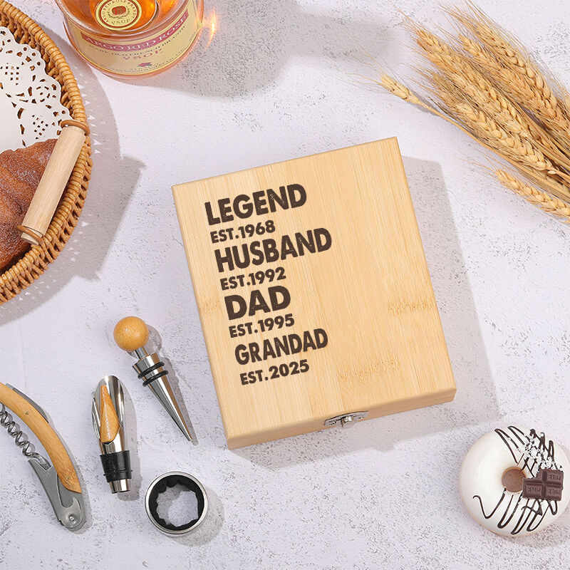 Juego de abrebotellas personalizado: La leyenda, esposo, papá y abuelo. Fechas personalizadas. Regalo único para el padre amante de las bebidas.